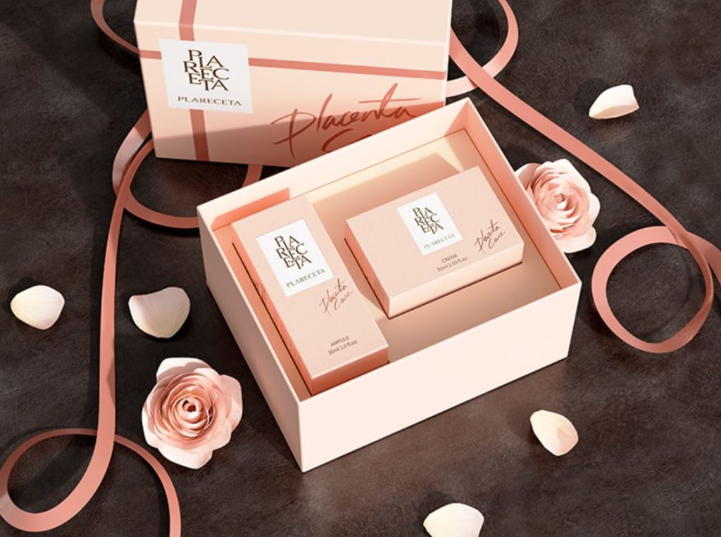 BONNY & J Plareceta Cream & Ampoule Set in luxury gift box with skincare packaging design. BONNY & J Plareceta Cream & Ampoule Set in luxury gift box with skincare packaging design.