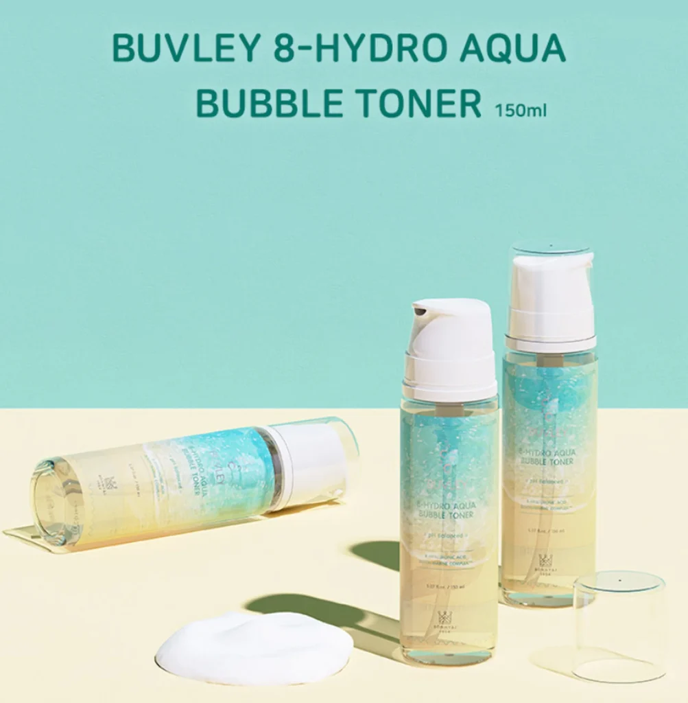 BUVLEY 8-Hydro Aqua Bubble Toner 150ml – hydrating bubble toner with hyaluronic acid and marine complex