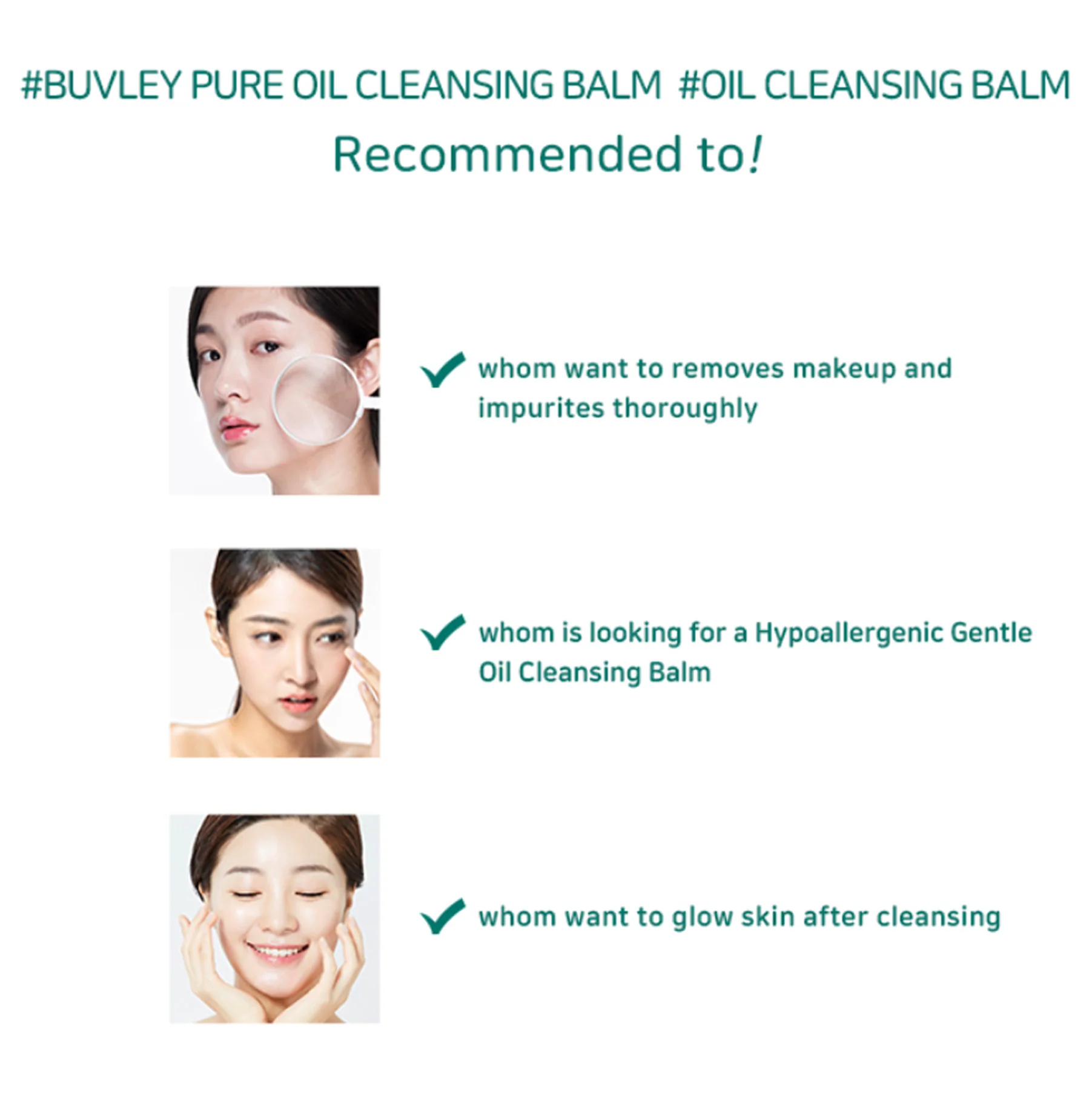 BUVLEY Pure Oil Cleansing Balm recommended for removing makeup, hypoallergenic gentle cleansing, and glowing skin after use BUVLEY Pure Oil Cleansing Balm recommended for removing makeup, hypoallergenic gentle cleansing, and glowing skin after use
