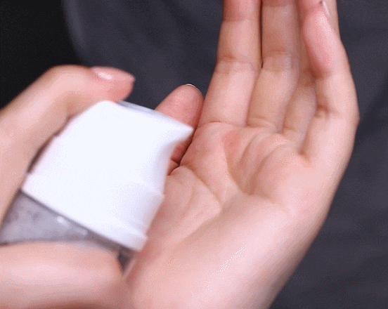 Close-up animation of pumping PLARECETA Bubble Toner foam into hand for skincare