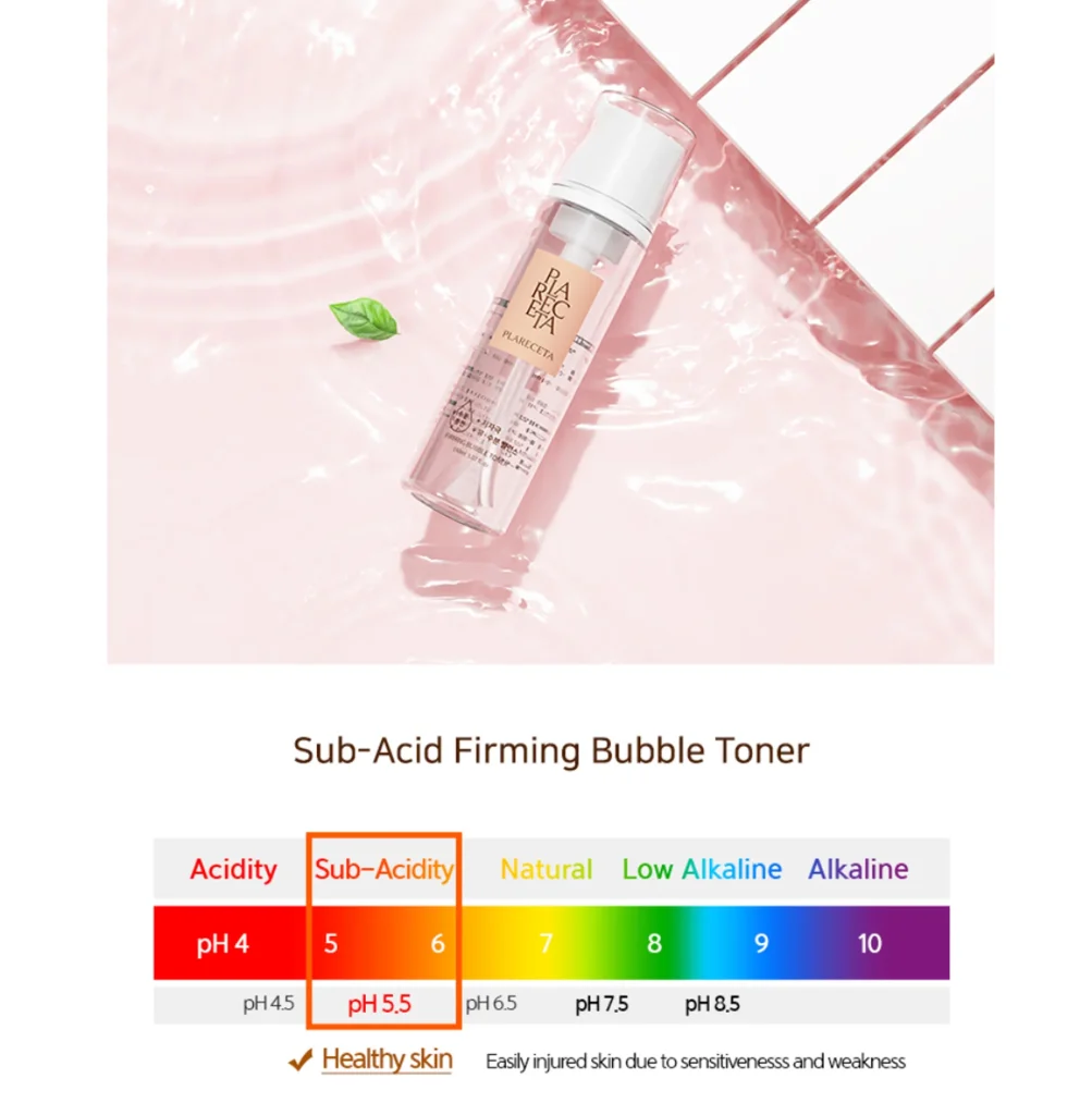 PLARECETA Sub-Acid Firming Bubble Toner with pH 5.5 for healthy skin balance and gentle care